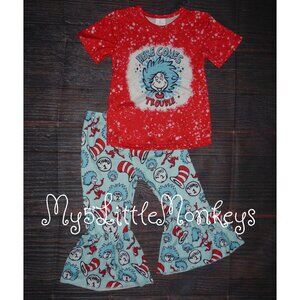 Dr Seuss Here Comes Trouble Thing Girls Bell Bottoms Outfit Set